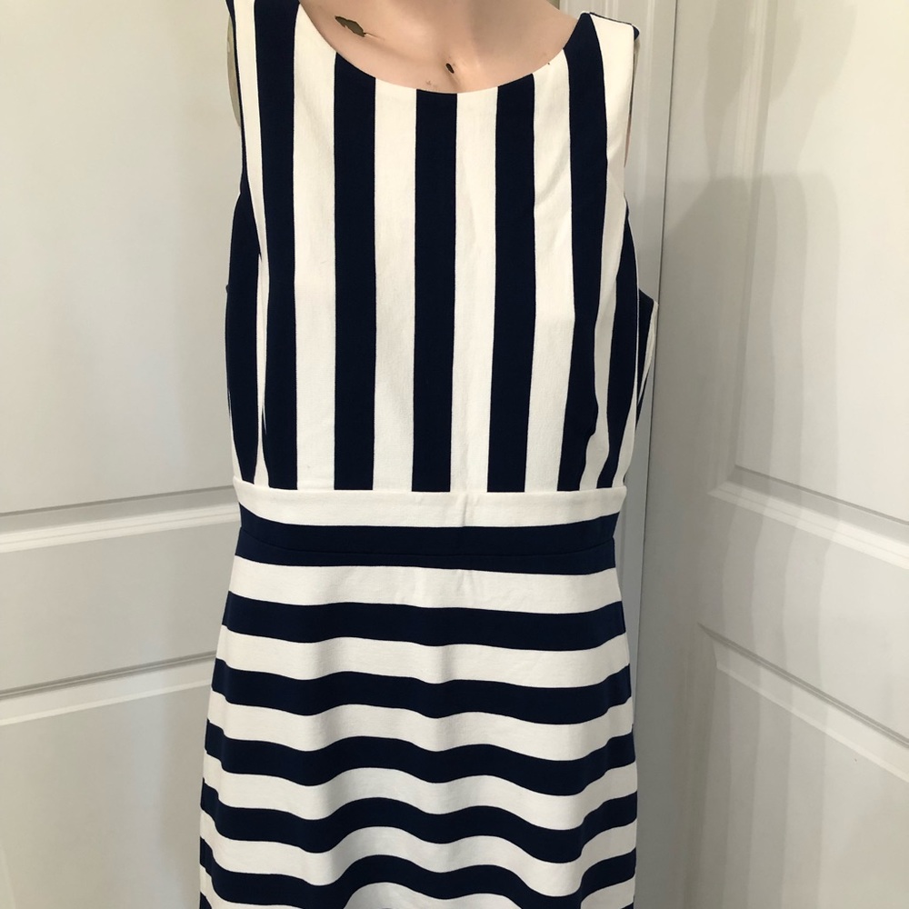 Ann Taylor Factory Sailor Sleeveless Dress! Navy and white
